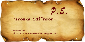 Piroska Sándor névjegykártya